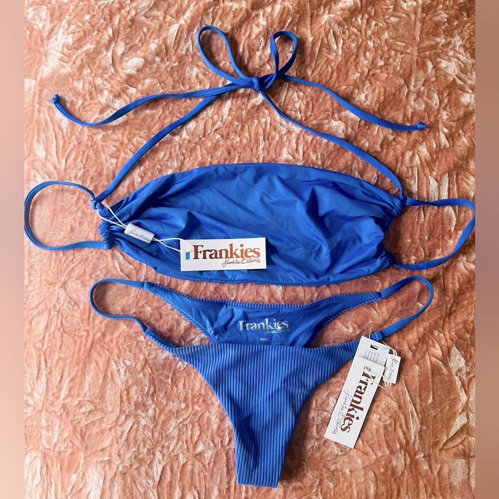 Frankie’s Bikini S/L: Sm Blue Amparo Willa Bottoms, Lg Blue Amparo Kailyn Top